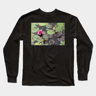 Beautiful pink waterlily in the Danube Delta, Romania, on summer day Long Sleeve T-Shirt